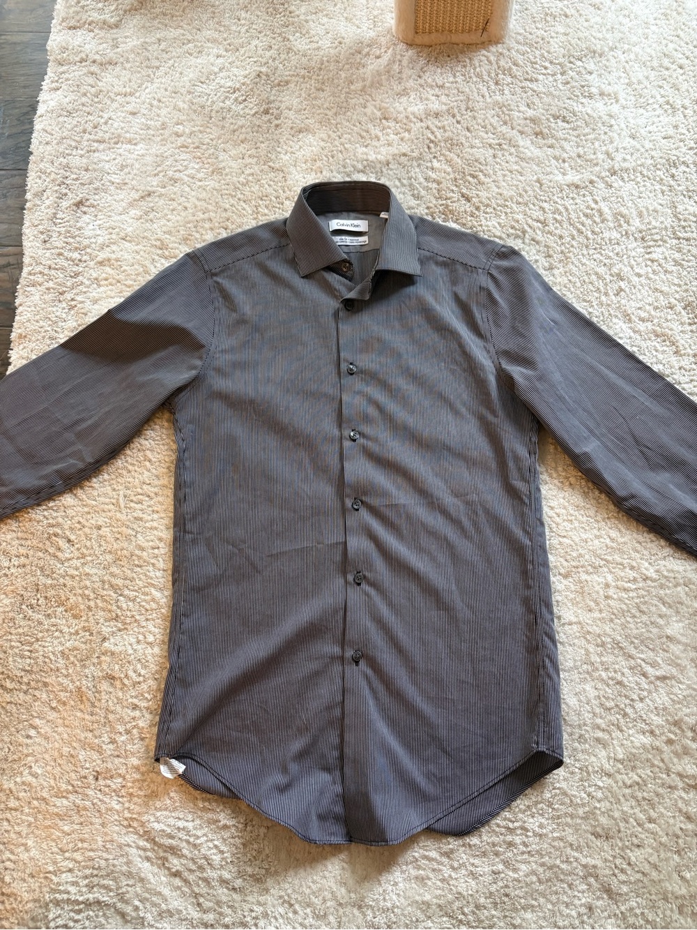 Calvin Klein Men's Charcoal Button-Up Dress Shirt